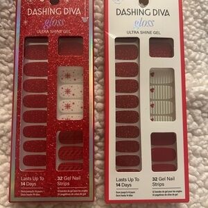 Dashing Diva Gloss Ultra Shine Gel Nail Strips - Festive Red and White